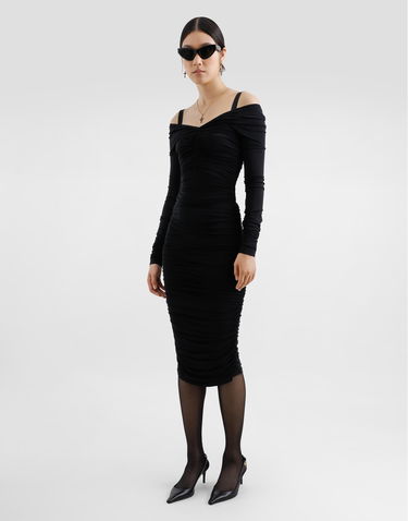 Šaty Dolce & Gabbana Dolce & Gabbana Organzine Draped Calf-Length Dress Čierna | F6TNDTFUIAUN0000, 1