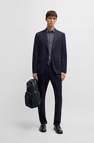 Košeľa BOSS Slim-Fit Geometric-Print Performance-Stretch Jersey Shirt Navy | 50533422, 1