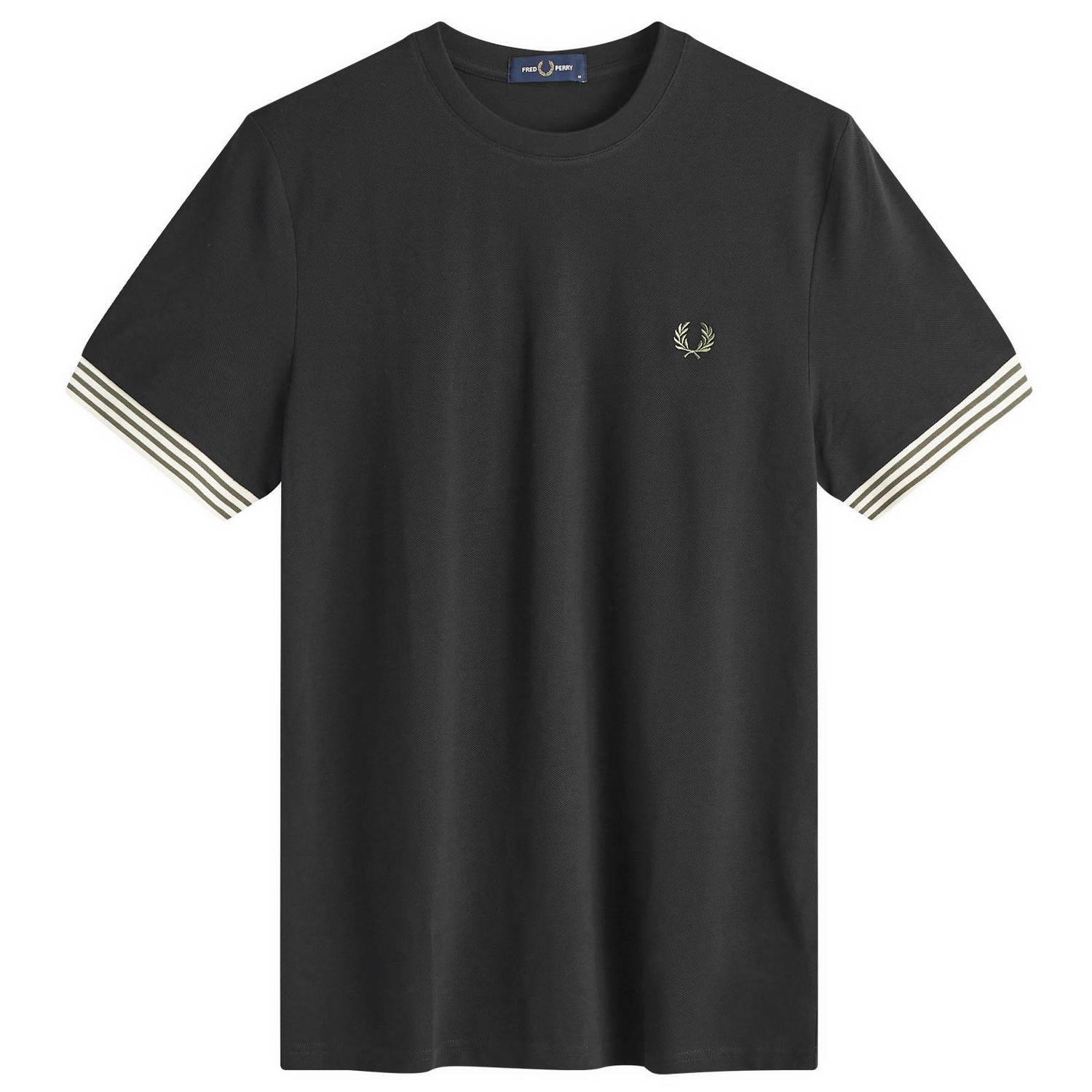 Tričko Fred Perry Striped Cuff T-Shirt Čierna | M7707-198, 0