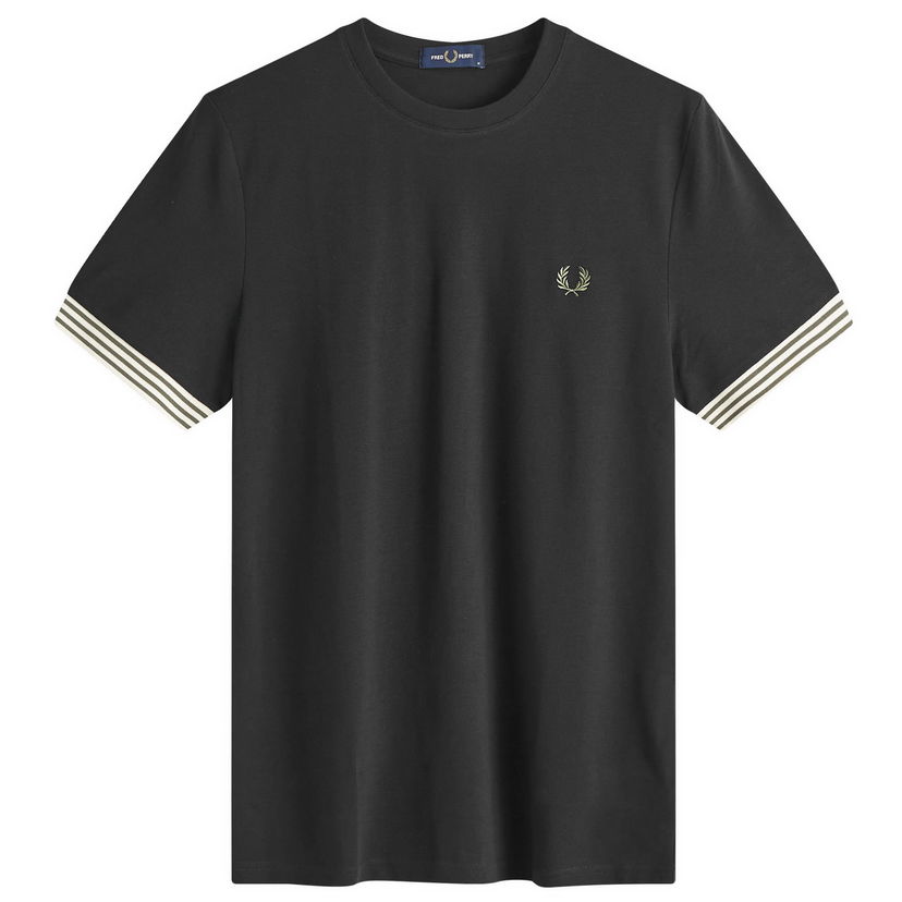 Tričko Fred Perry Striped Cuff T-Shirt Čierna | M7707-198