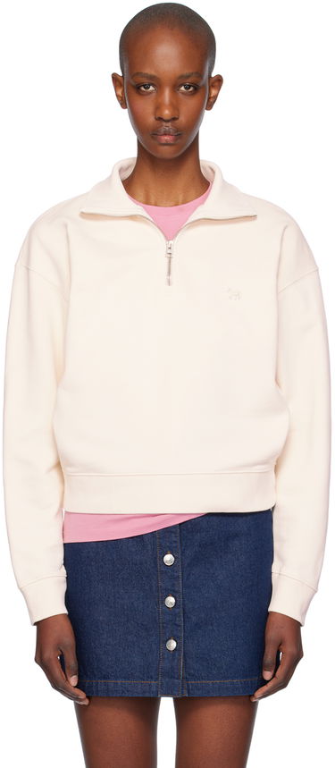 Mikina MAISON KITSUNÉ Half-Zip Sweatshirt Biela | MW00304KM0325, 0