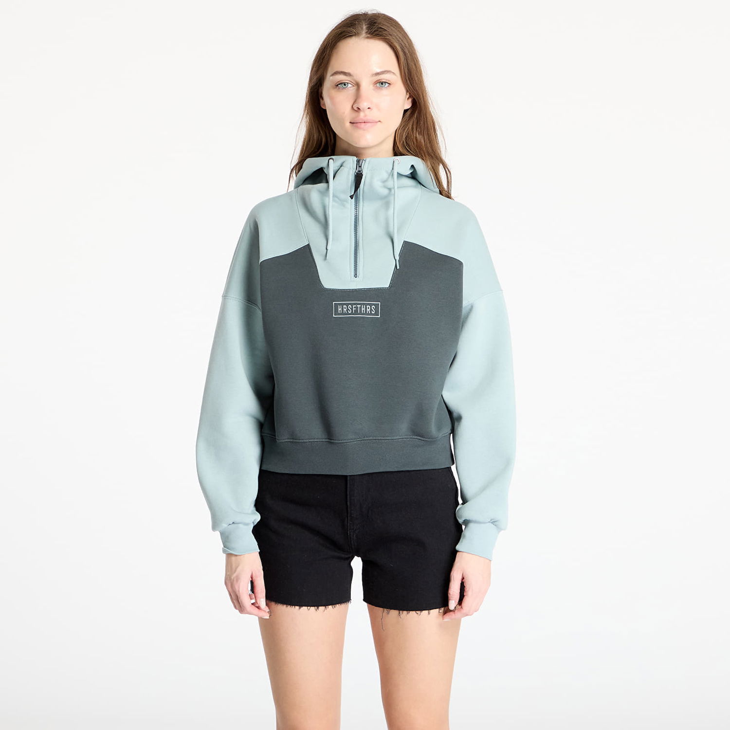 Mikina Horsefeathers Horsefeathers Willow Cropped Hoodie Tyrkysová | SW929B, 0
