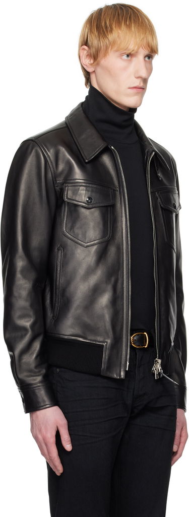 Bomber bunda Tom Ford TOM FORD Nappa Grain Collar Leather Jacket Čierna | LBS061-LMN014S24, 1