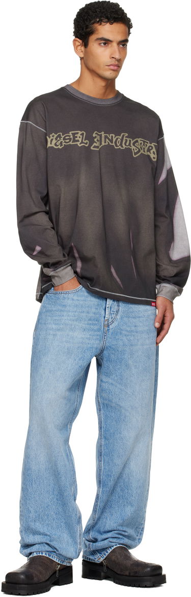 Tričko Diesel VESEL Industry Graphic Faded Long-Sleeve Crewneck T-shirt Šedá | A21854-0BKBY-98BA, 3