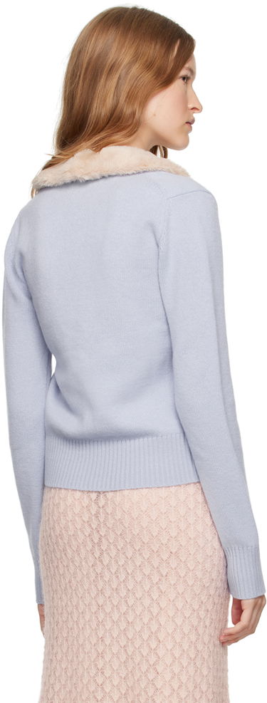 Sveter Blumarine Blumarine Faux-Fur Collar Cropped Cardigan Modrá | A444M077A, 2