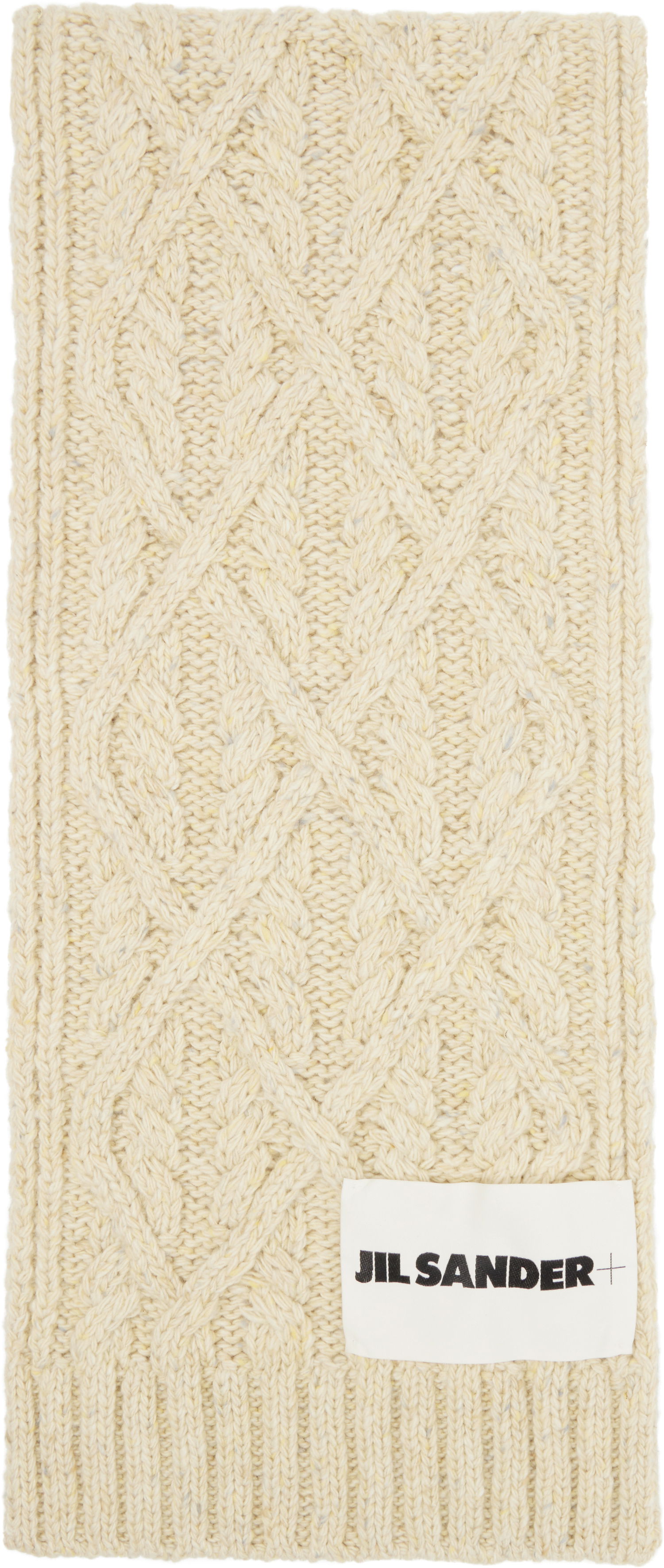 Šál Jil Sander Chunky Donegal Wool Cable Scarf Béžová | J40TE0007_J14522, 0