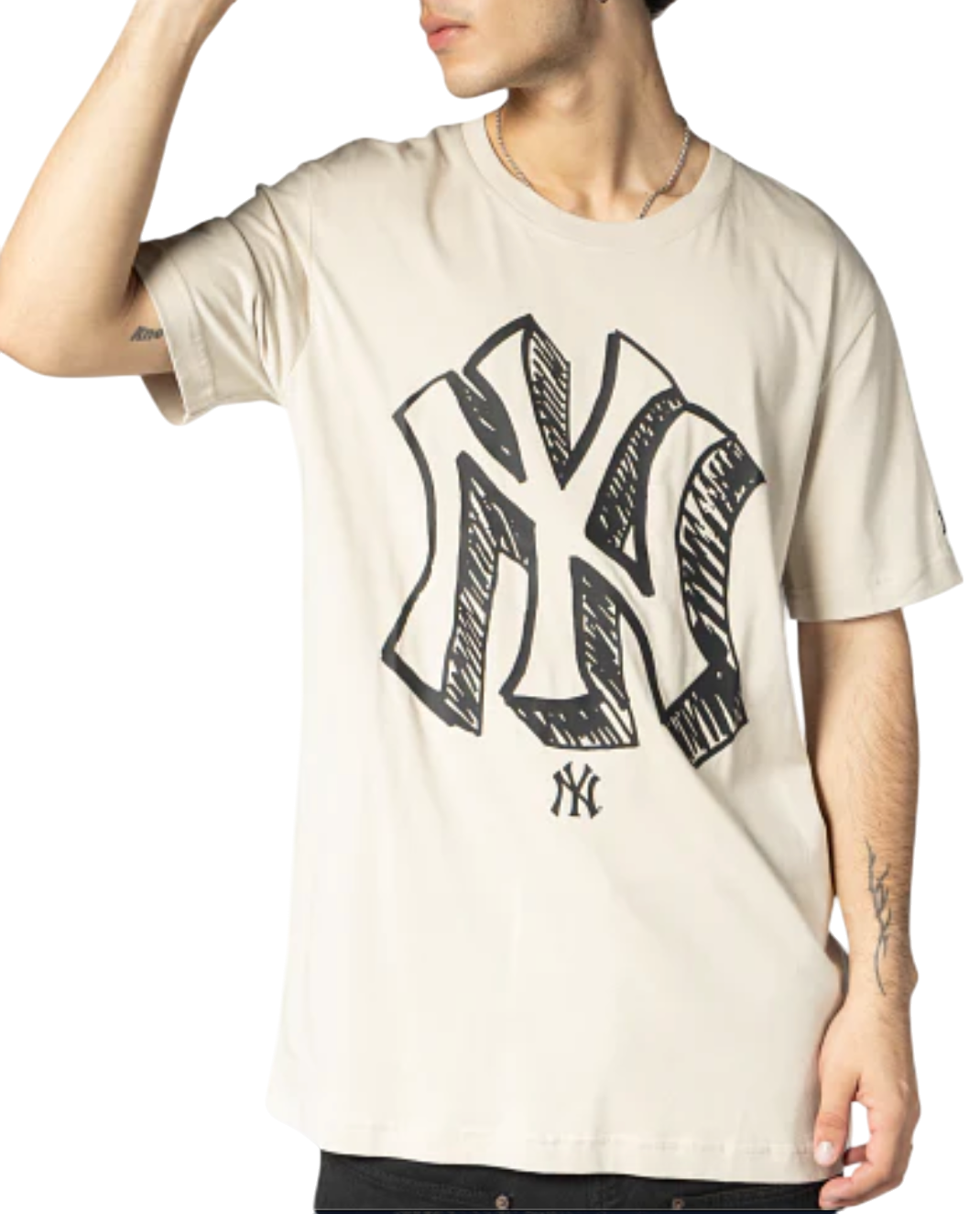 Tričko New Era New York Yankees Sketched Logo T-Shirt Béžová | 60571363-60571363, 0