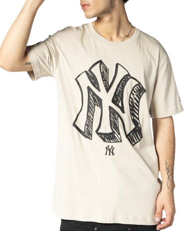 Tričko New Era New York Yankees Sketched Logo T-Shirt Béžová | 60571363-60571363, 0