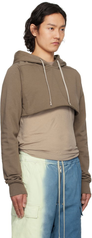 Mikina Rick Owens Rick Owens DRKSHDW Hollywood Cropped Hoodie Béžová | DU01E3257 FP, 4