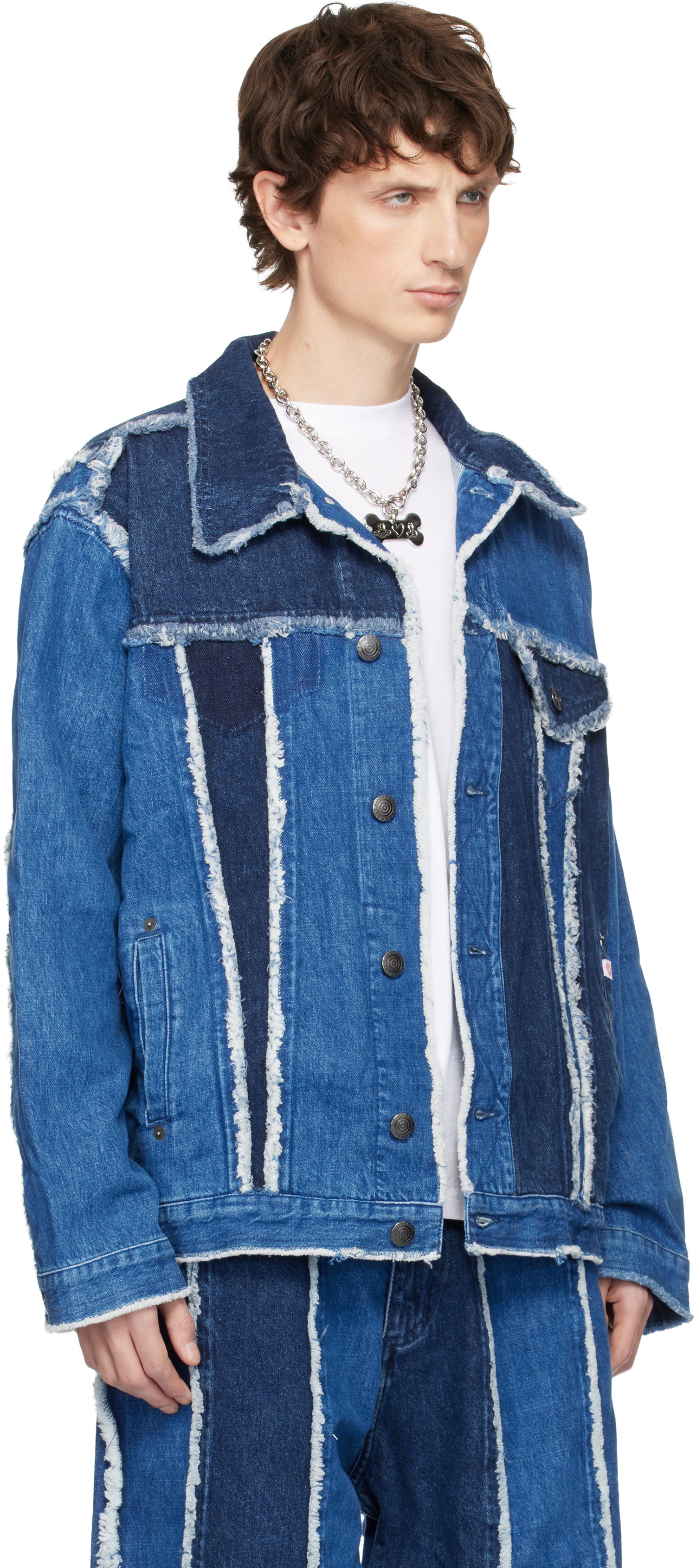 Bunda Charles Jeffrey Loverboy Charles Jeffrey LOVERBOY Clash of Clans Edition Frayed Stripe Denim Jacket Rôznofarebný | 54010202, 1