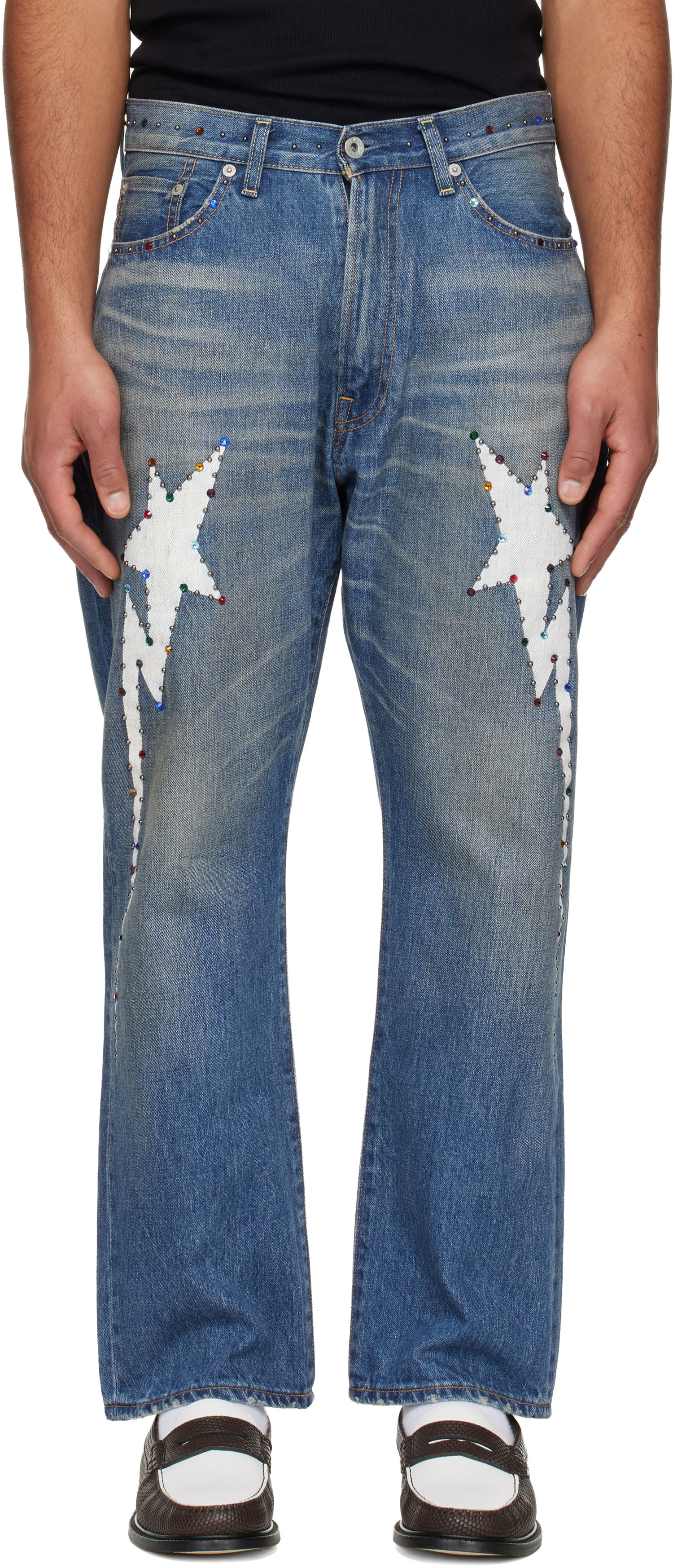 Džínsy BAPE Colorful Studded Lightning Bolt 13oz Denim Jeans Modrá | 001DPL801002M, 0