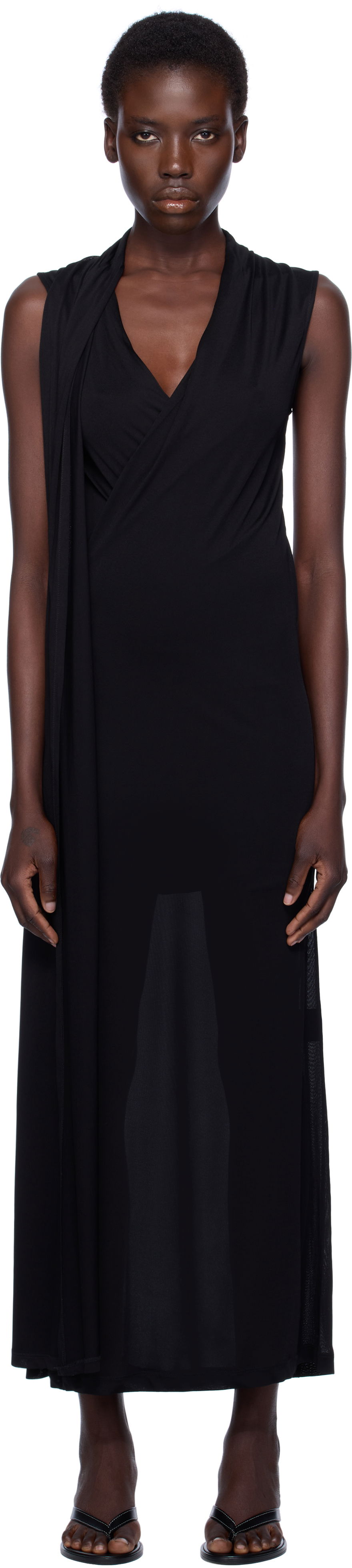 Šaty TOTEME TOTEME Overlapped Scarf Maxi Dress Čierna | 253-WRD0235-FB0266, 0