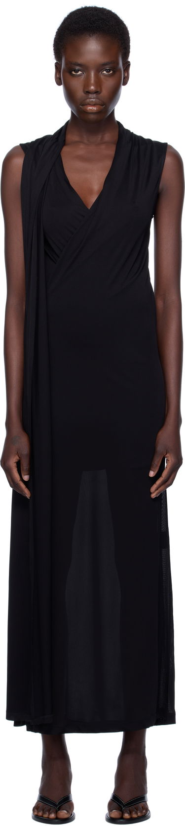 Šaty TOTEME TOTEME Overlapped Scarf Maxi Dress Čierna | 253-WRD0235-FB0266, 0