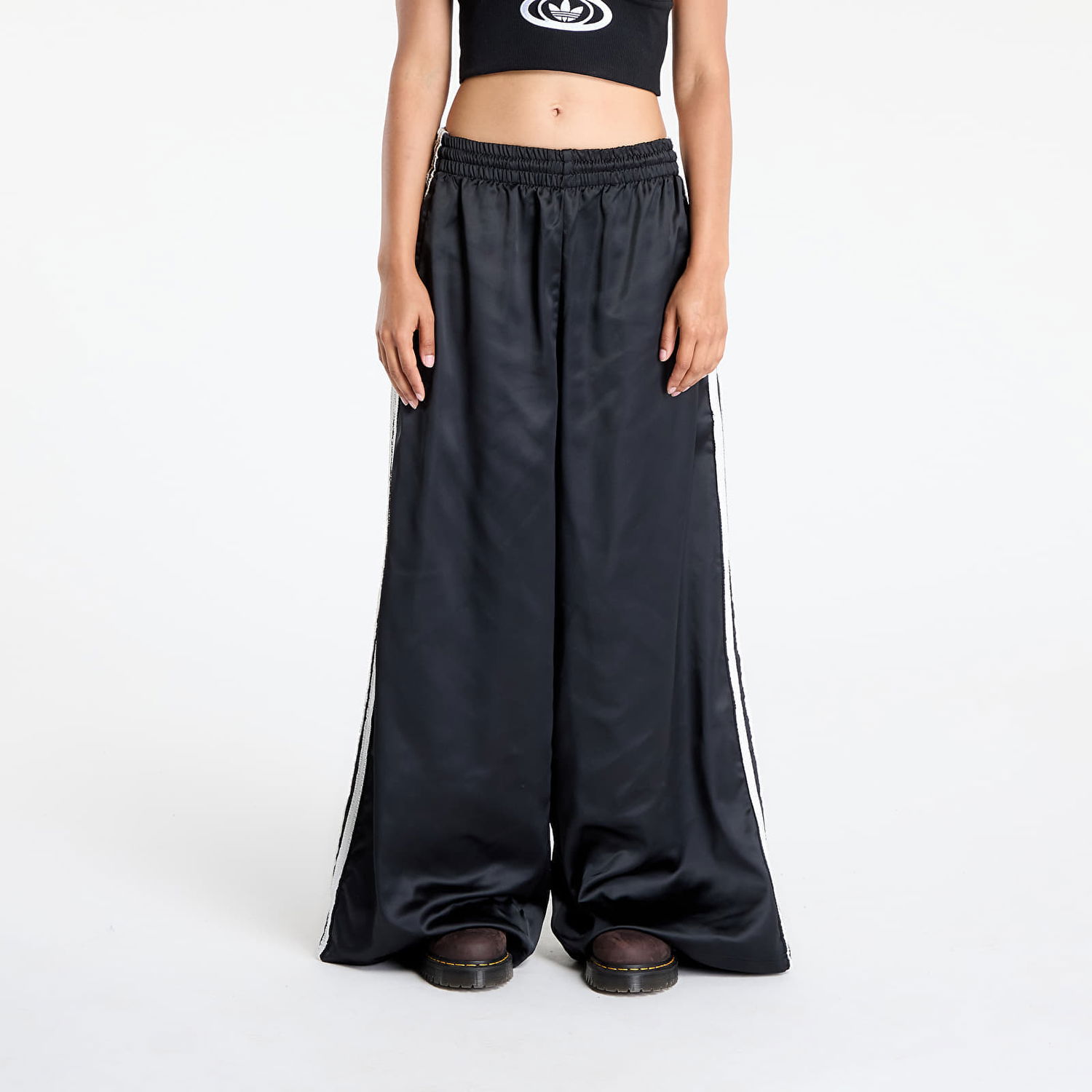 Nohavice adidas Originals Originals Satin Wide Leg Tracksuit Bottoms Čierna | KC8813, 0