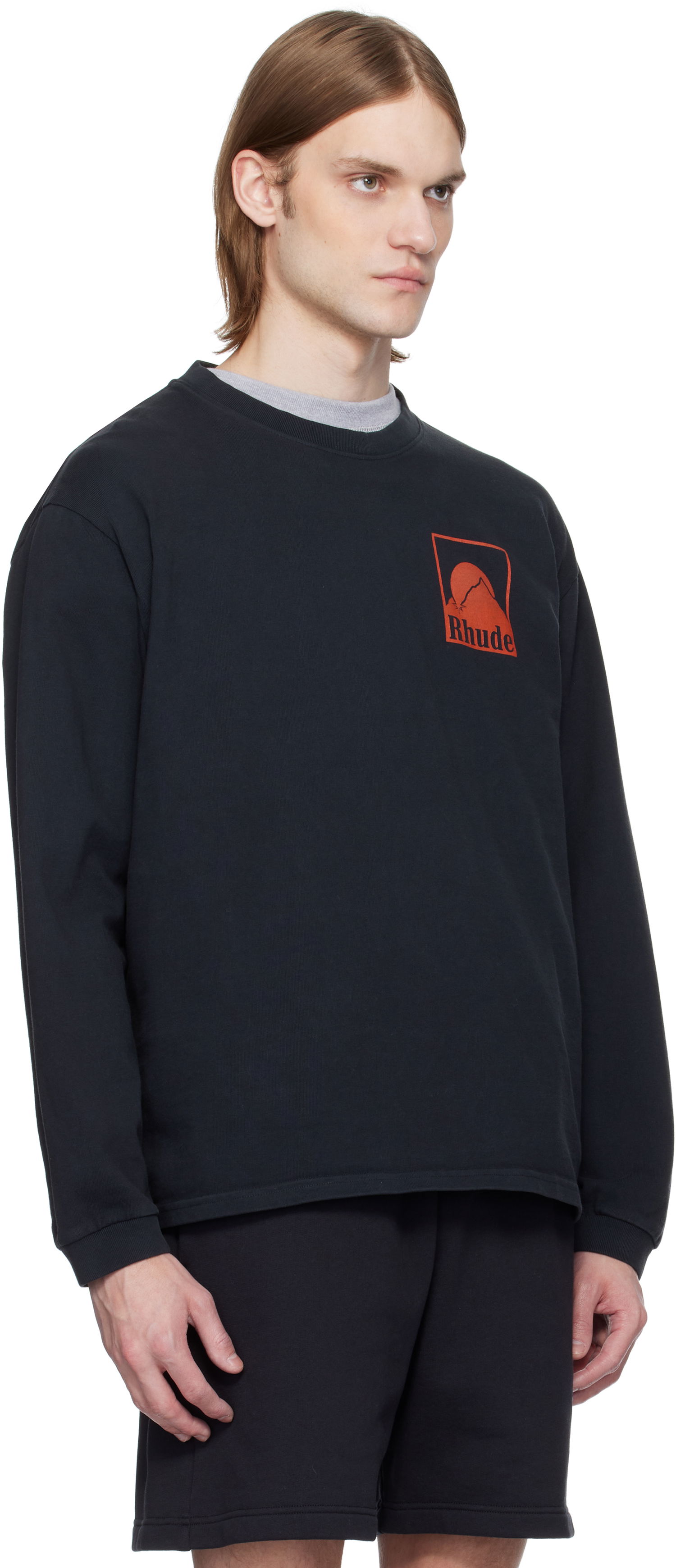 Sveter Rhude Rhude Moonlight Badge Long Sleeve T-Shirt Čierna | RHSS25TT16012, 1