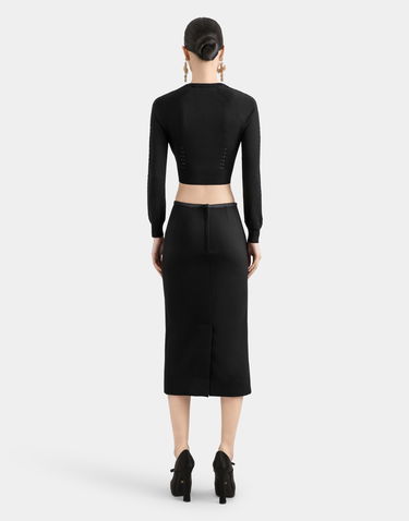 Sveter Dolce & Gabbana Dolce & Gabbana Cropped Viscose Knit Sweater Čierna | FXX93TJAIRMN0000, 2