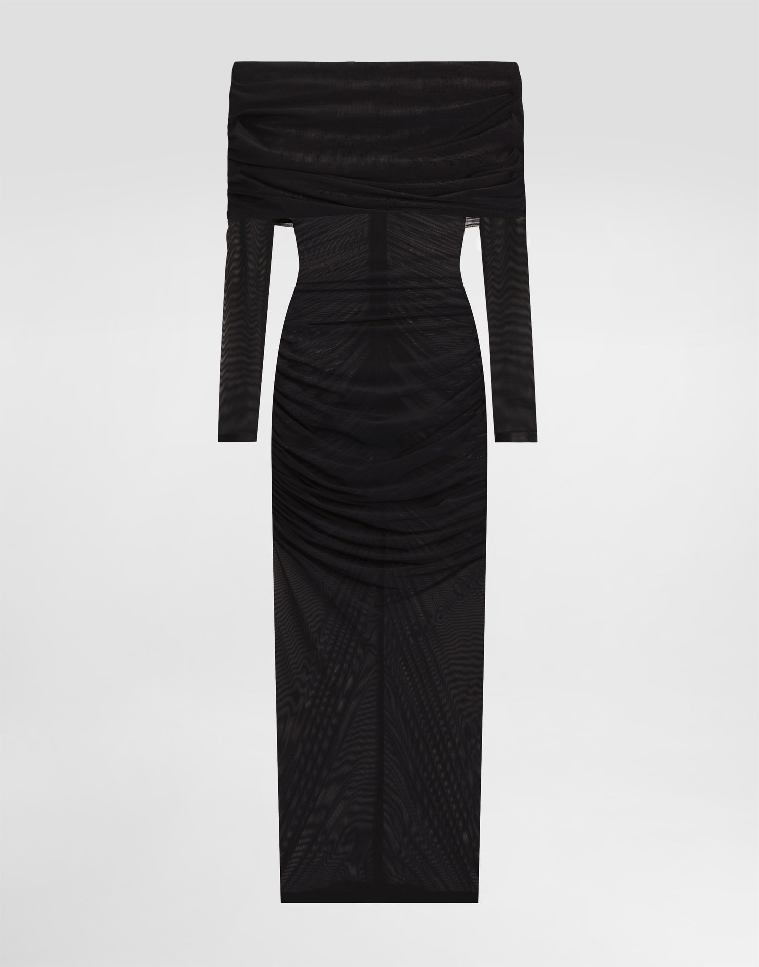 Šaty Dolce & Gabbana Dolce & Gabbana Draped Tulle Calf-Length Dress Čierna | F6TLSTFLRC2N0000, 0
