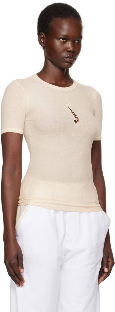 Tričko Baserange Baserange Tower Cutout Ribbed T-Shirt Béžová | TOTWS-RB-SP25, 1
