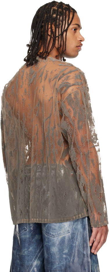Tričko Diesel Sheer Flocked Long-Sleeve T-shirt T-Taras Šedá | A21098-0SLCQ-98BA, 2