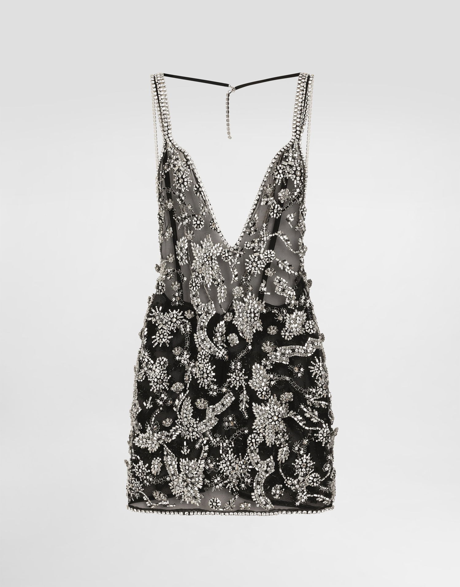 Šaty Dolce & Gabbana Dolce & Gabbana Embroidered Tulle Mini Dress Čierna | F60EBZGDDF5S8400, 0