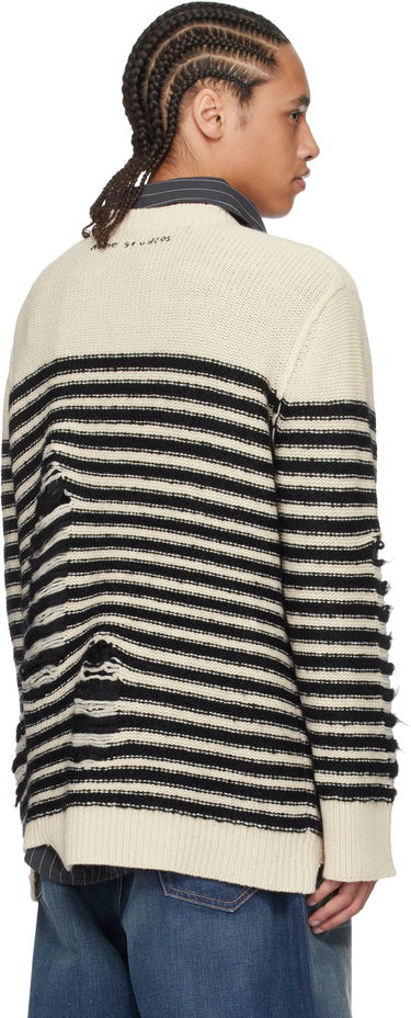 Sveter Acne Studios Acne Studios Striped Distressed Knit Sweater Rôznofarebný | C60105-, 2