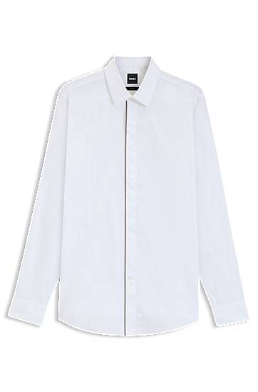 Košeľa BOSS Slim Fit Easy-Iron Cotton Poplin Shirt Biela | 50545158