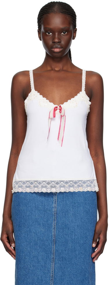 Tielko Anna Sui Sequined Lace Trim Camisole Biela | A224R21, 0