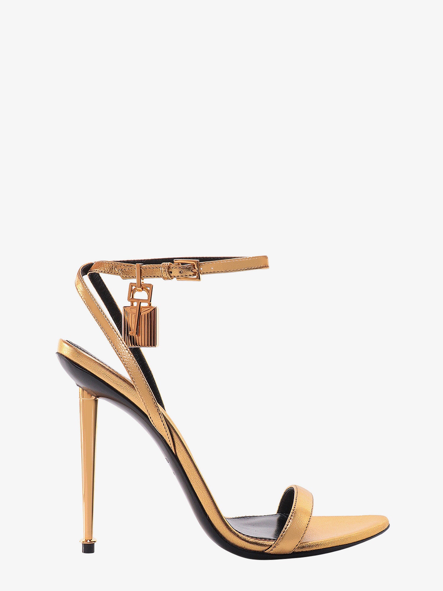 Metallic Leather Padlock Sandals