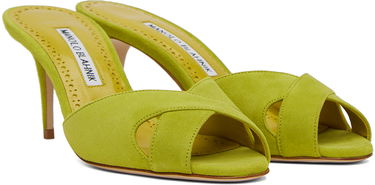 Doplnky Manolo Blahnik Manolo Blahnik Mumbimu Suede Heeled Mules Zelené | 123-2180, 3