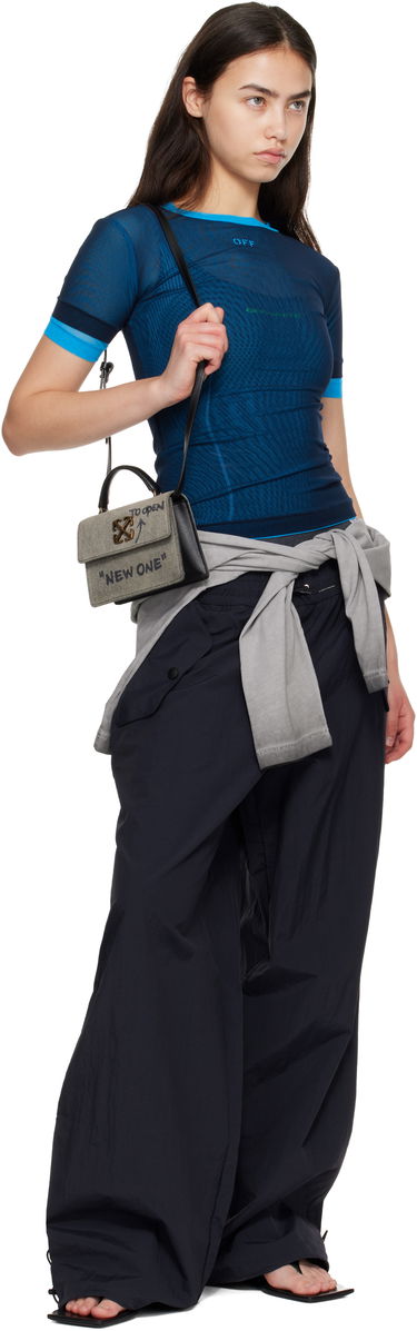 Kabelka Off-White Jitney Baby Quote Denim Bag with Crossed Arrows Hardware Šedá | OWNP063F25DEN0011110, 3