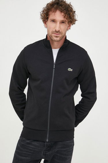 Mikina Lacoste Brushed Fleece Zippered Sweatshirt Čierna | SH9622, 0