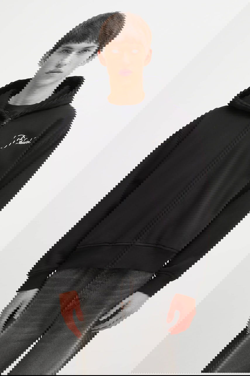 Mikina Rhude RHUDE Classique Zip-Up Hooded Hoodie with Embroidered Logo Čierna | RHFW25HO05012, 0
