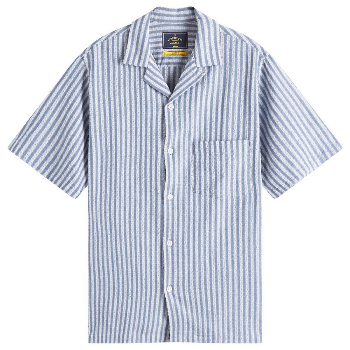 Košeľa Portuguese Flannel Jacquard Stripe Chambray Vacation Shirt Modrá | SS25-045-BLU, 0