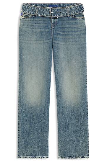 Džínsy BOSS Baggy Jeans with Denim Belt Modrá | 50541520