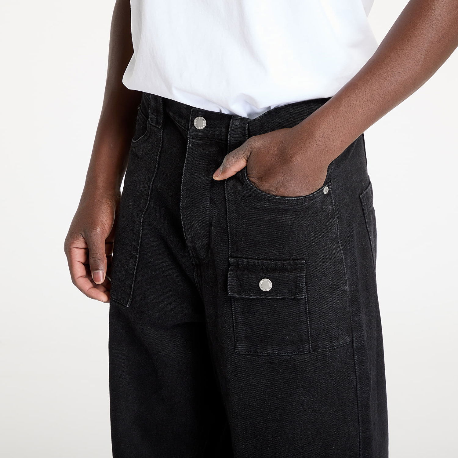 Cargo nohavice Pleasures PLEASURES Grind Baggy Jeans 36 Čierna | P24W029 BLACK, 1
