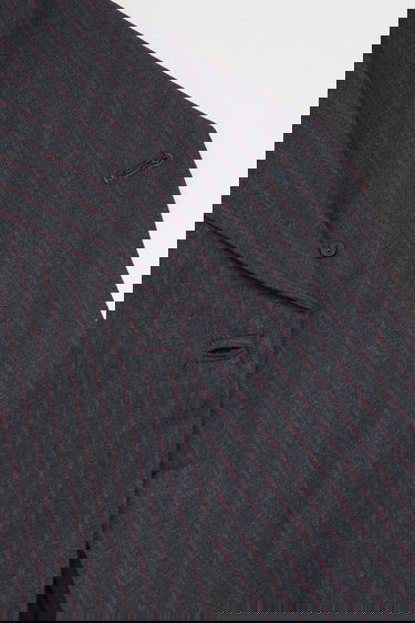 Bunda GANNI Asymmetric Pinstripe Blazer Šedá | W0578, 4