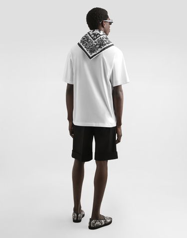 Tričko Dolce & Gabbana Dolce & Gabbana Cotton T-Shirt with Scarf Detail Biela | G8SS8ZG7O8ZW0800, 2