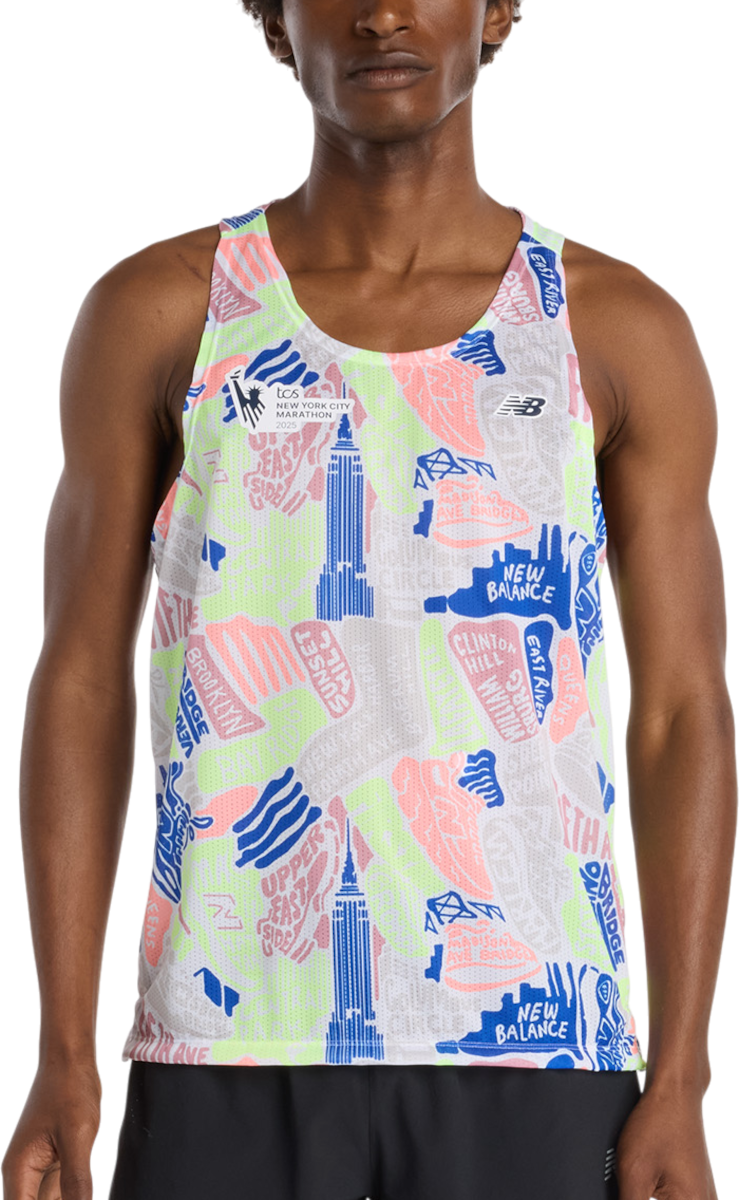 Tielko New Balance NYC Marathon Print Running Singlet Rôznofarebný | mt53251m-mlt