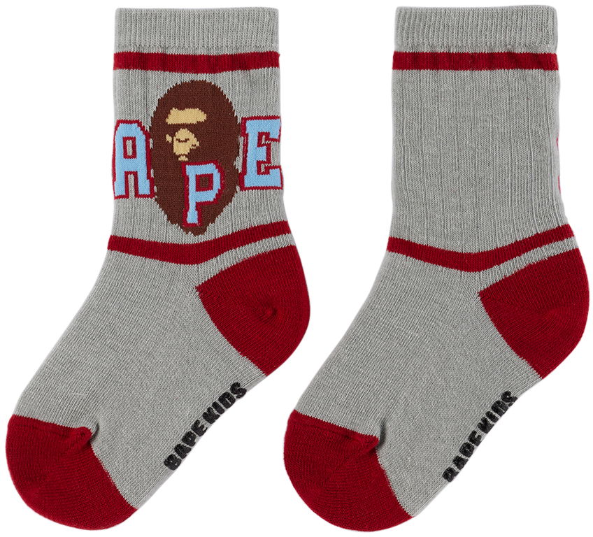 Ponožky BAPE A Bathing Ape Kids Striped Ape Head Socks Šedá | 001SOJ303001K, 1