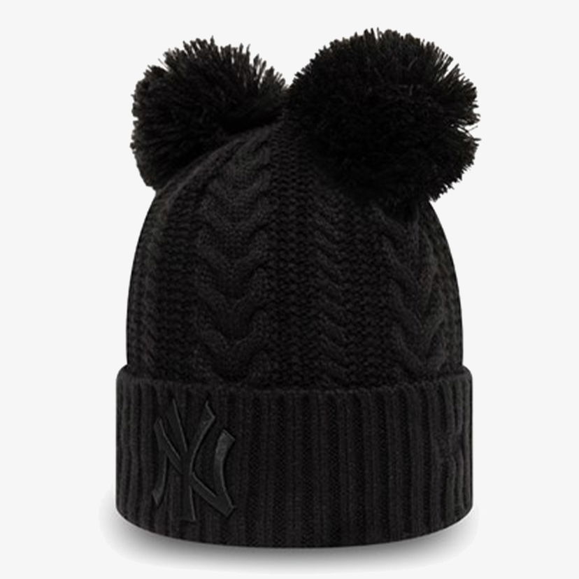 Kulicha New Era New Era Double Pom Cuff Knit New York Yankees Beanie Čierna | 60141699