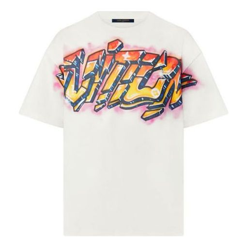 Tričko Louis Vuitton SS22 Graffiti Print T-Shirt Biela | 1A9T6P