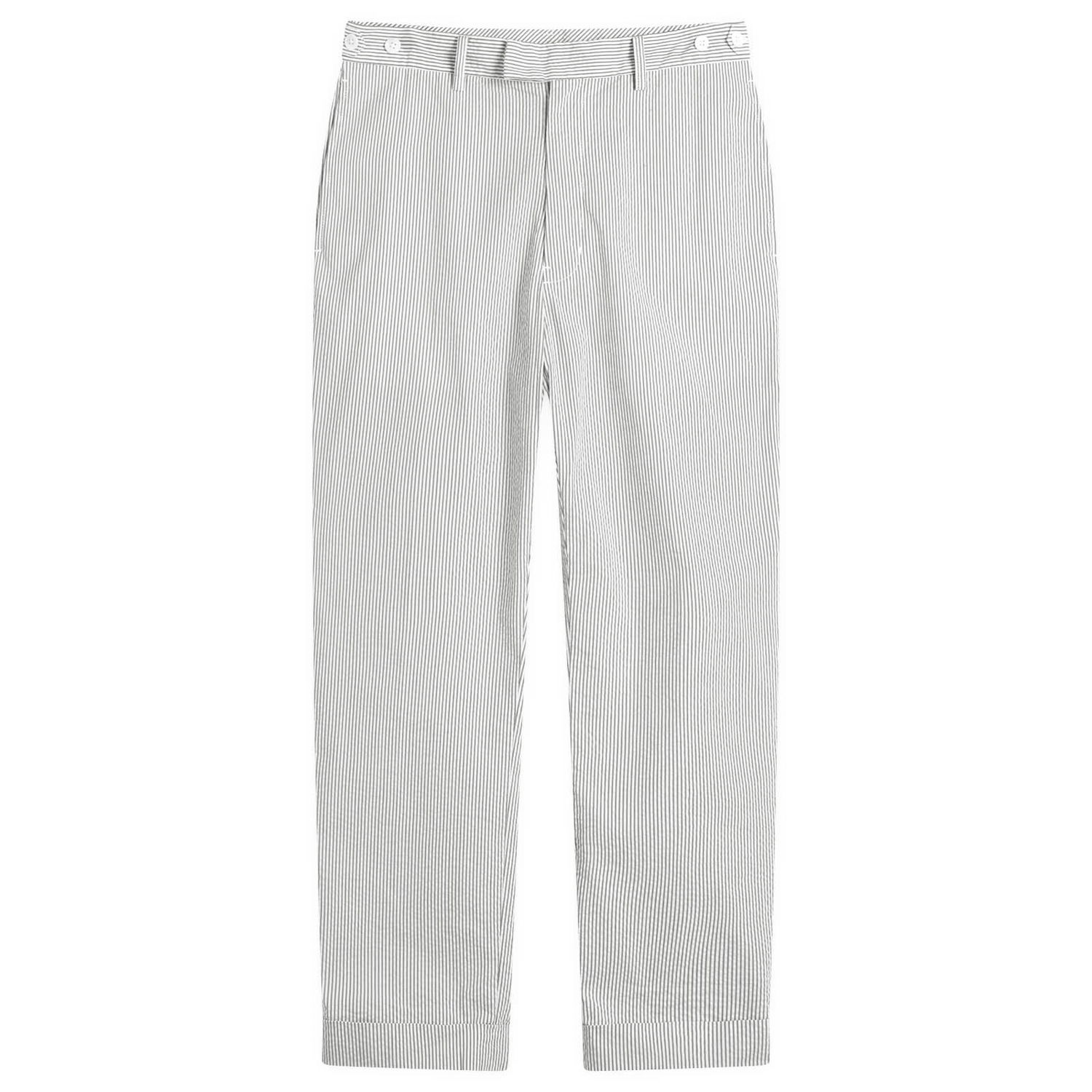 Nohavice BEAMS Beams Plus Seersucker Ivy Trousers, Size Large Biela | 3823-0149-139-75, 1