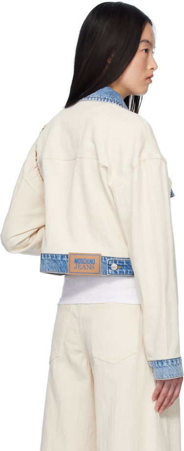 Bunda Moschino Moschino Jeans Textured Cotton Hemp Cropped Jacket Biela | 251K20509, 2