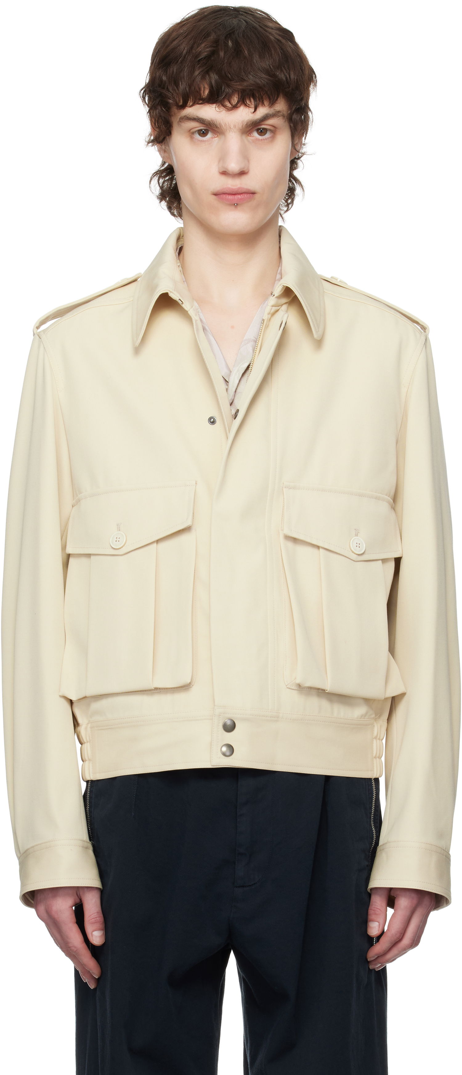 Bomber bunda Dries Van Noten Dries Van Noten Wool Gabardine Jacket Béžová | 251-020510-1176, 0
