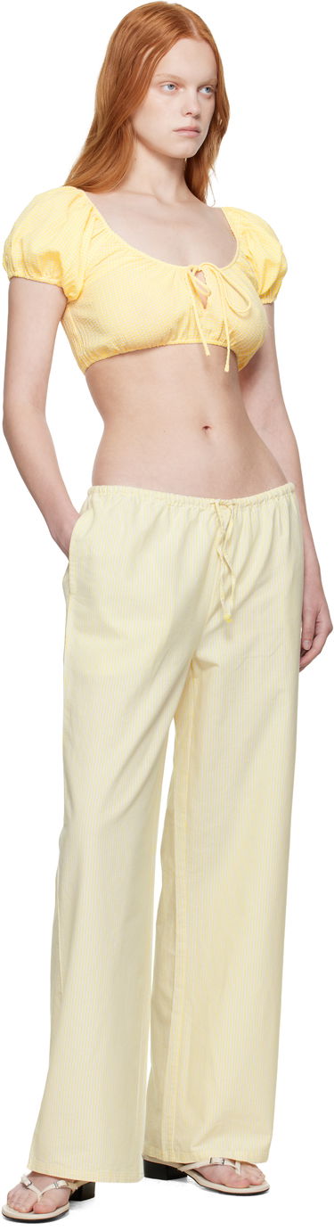 Crop Top GUIZIO Guizio Ravello Gingham Tie-Front Crop Top Žltá | P25102W167, 3
