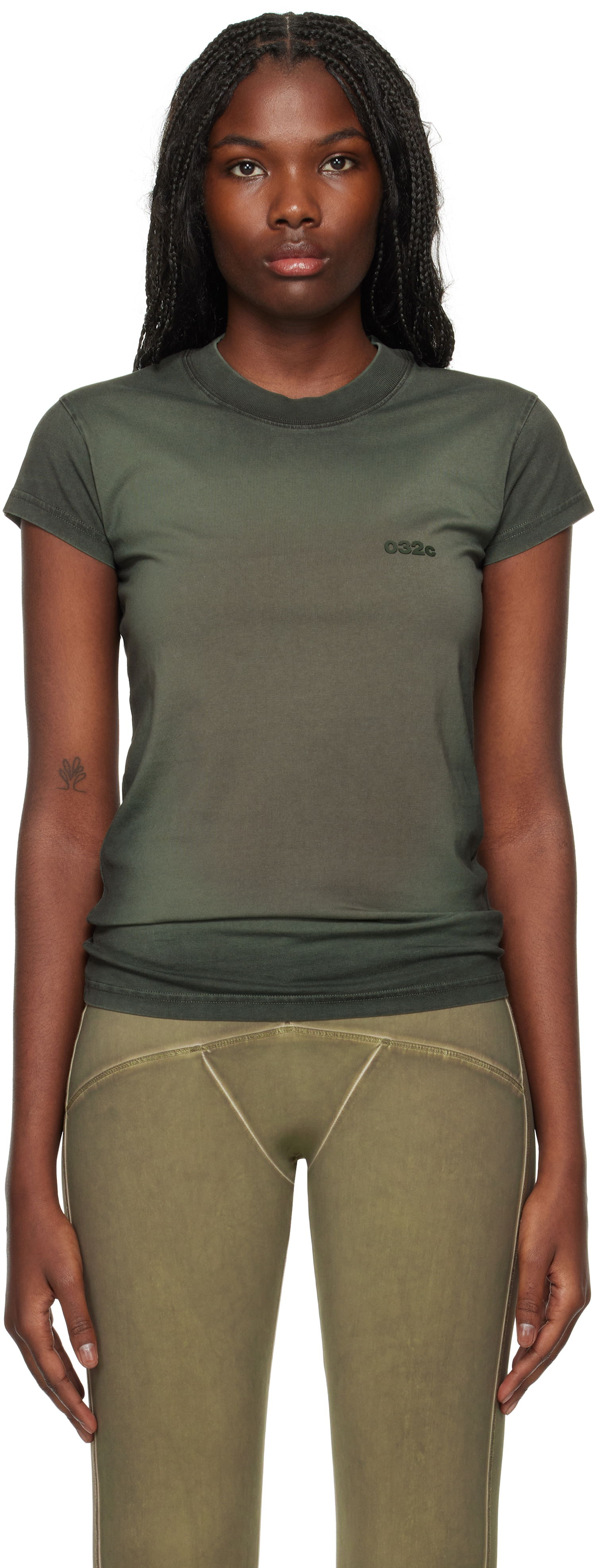 Tričko 032C Adagio Tight T-Shirt Zelené | F24-MRC-0121-450, 0