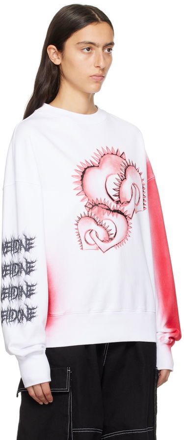 Sveter We11done Printed Sweatshirt Biela | WD-TS3-23-710-U-WH, 1