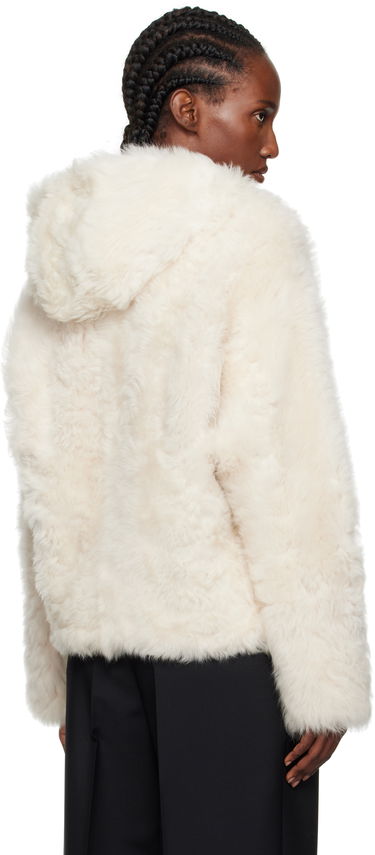 Bunda Yves Salomon Yves Salomon Short Hooded Shearling Jacket Biela | 26W25WYV62461TOSX, 2