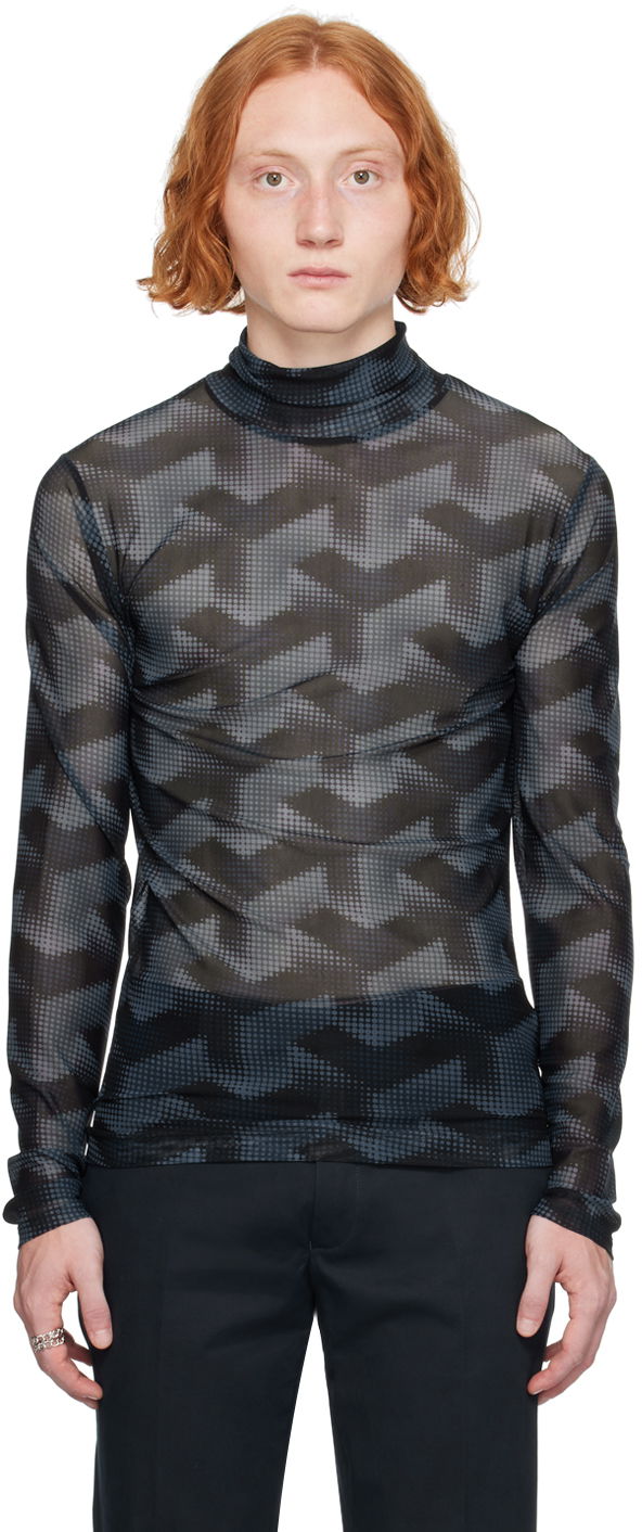 Sveter Dries Van Noten Navy Graphic Turtleneck Čierna | 242-021138-9620, 0