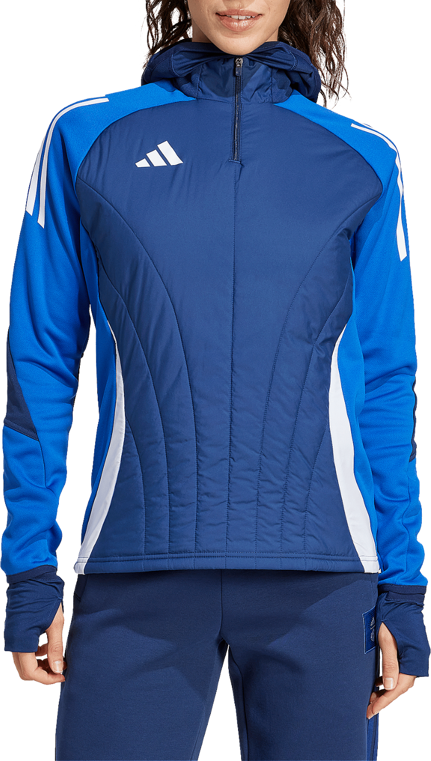 Mikina adidas Originals Tiro 24 Competition Winterized Hooded Padded Quarter-Zip Training Top with Thumbholes Modrá | iy0122, 0